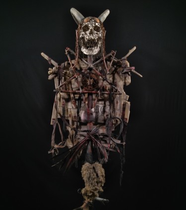 Voodoo widow totem Sculpture intitulée "Voodoo widow totem" par Igor Gadreaud (Gad the Brand), Œuvre d'art originale, Bois