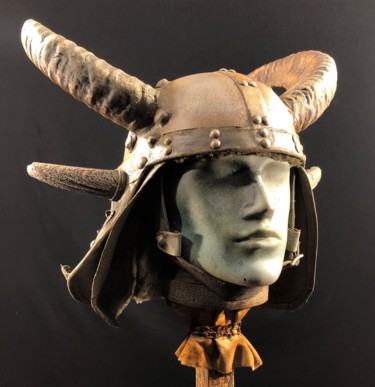 Scultura intitolato "Cimmerian Helmet" da Igor Gadreaud (Gad the Brand), Opera d'arte originale, Metalli
