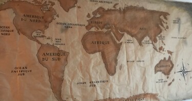 Dessin intitulée "Carte du monde" par Gadboyoski, Œuvre d'art originale, Pastel