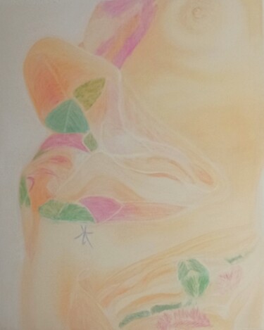 Рисунок под названием "Mise à nu" - Gael, Подлинное произведение искусства, Пастель Установлен на Деревянная рама для носилок