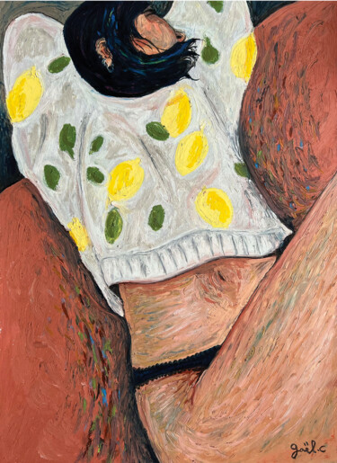 Malerei mit dem Titel "Lemon" von Gaël Caron, Original-Kunstwerk, Pastell