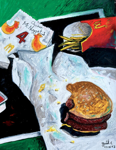 Zeichnungen mit dem Titel "Menu Best Of" von Gaël Caron, Original-Kunstwerk, Pastell