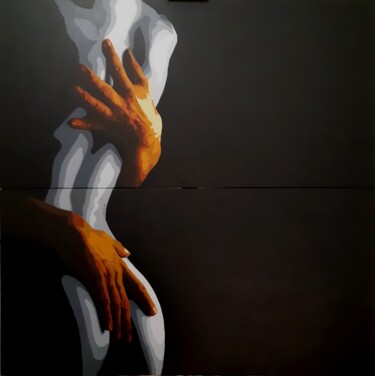 Painting titled "The hug" by Gael-Dwight, Original Artwork, Acrylic
