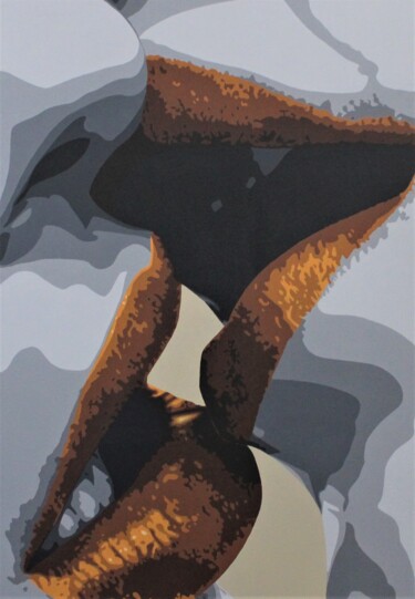 Ζωγραφική με τίτλο "The kiss" από Gael-Dwight, Αυθεντικά έργα τέχνης, Ακρυλικό Τοποθετήθηκε στο Ξύλινο φορείο σκελετό