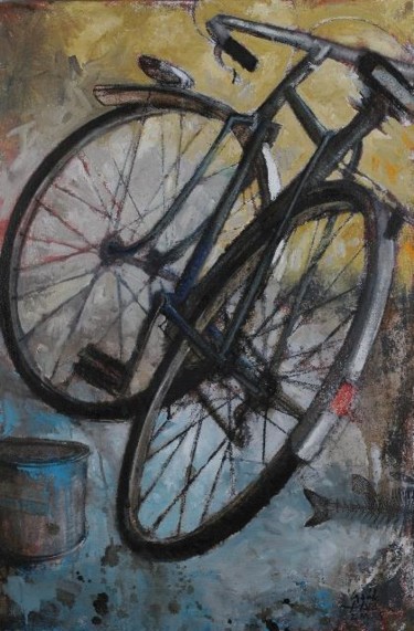 Malerei mit dem Titel "vélo" von Gaele Flao, Original-Kunstwerk