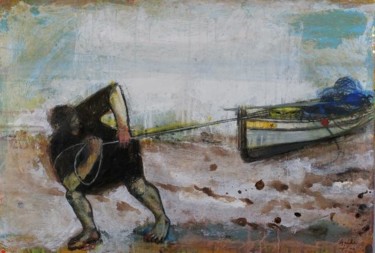 Painting titled "Sur la plage" by Gaele Flao, Original Artwork