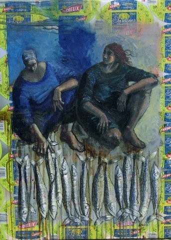 Peinture intitulée "copines de la sardi…" par Gaele Flao, Œuvre d'art originale