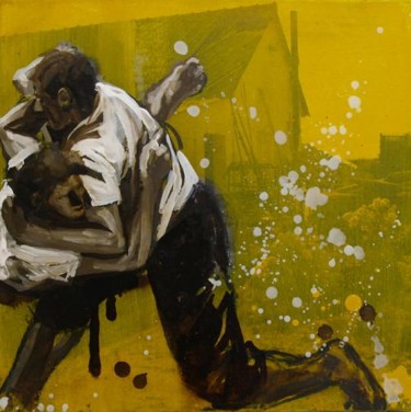 Painting titled "Lutte jaune 1-pour…" by Gaele Flao, Original Artwork