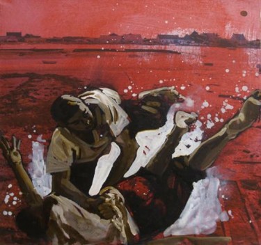 Peinture intitulée "Lutte rouge 2-pour…" par Gaele Flao, Œuvre d'art originale