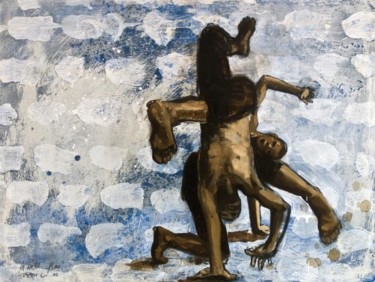 Peinture intitulée "Capoeira Azul" par Gaele Flao, Œuvre d'art originale