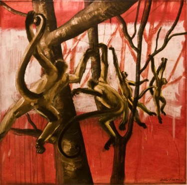 Painting titled "Entre les branches" by Gaele Flao, Original Artwork