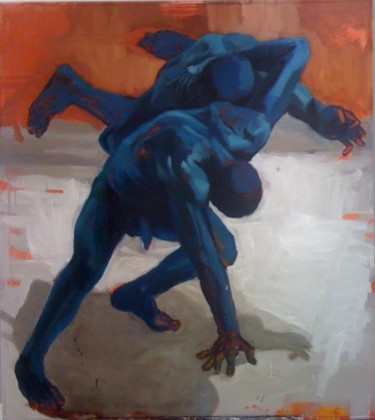 Peinture intitulée "Lutte bleue" par Gaele Flao, Œuvre d'art originale