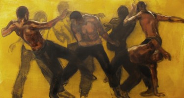 Peinture intitulée "Capoeira Bahiana" par Gaele Flao, Œuvre d'art originale, Huile