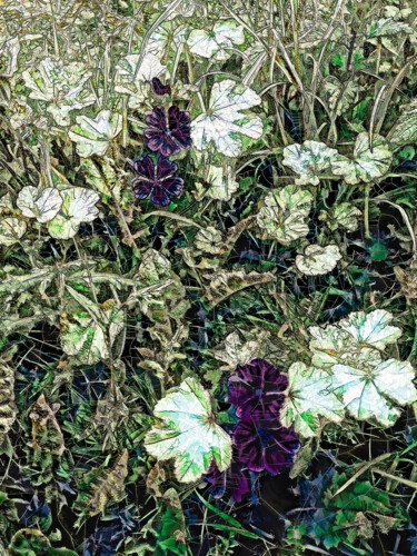 Digitale Kunst getiteld "Les mauves du jardi…" door Gaëlle Carrasse, Origineel Kunstwerk, Gemanipuleerde fotografie