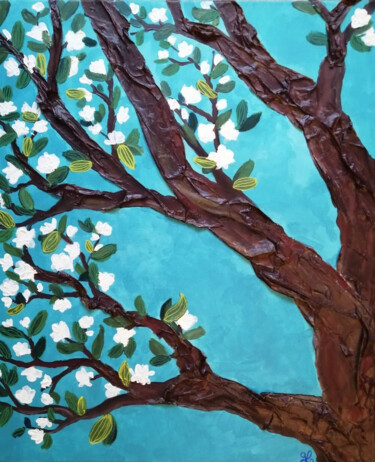 Peinture intitulée "Spring" par Gaëlle Lextrait, Œuvre d'art originale, Collages Monté sur Châssis en bois