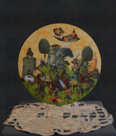 Collages intitulée "La Cours Royale" par Gaëlle Peignot, Œuvre d'art originale, Collages Monté sur Métal