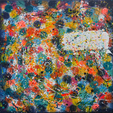 Painting titled "Feu d’artifice" by Gaelle Wagner, Original Artwork, Spray paint Mounted on Wood Stretcher frame