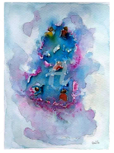 Painting titled "La cueillette" by Gaëlle, Original Artwork, Watercolor