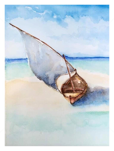 Painting titled "voyage 2" by Gaëlle, Original Artwork, Watercolor