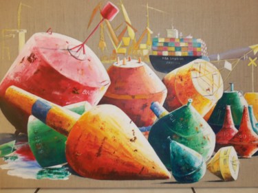 Peinture intitulée "Balises - BREST" par Gaëlle Avila, Œuvre d'art originale, Acrylique