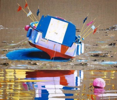 Peinture intitulée "reflet- barque.JPG" par Gaëlle Avila, Œuvre d'art originale