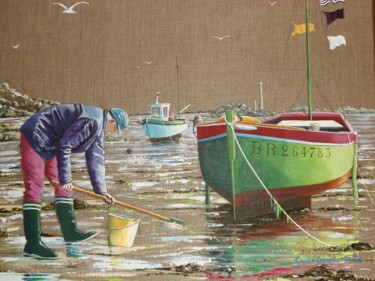 Malerei mit dem Titel "pêche aux coques -…" von Gaëlle Avila, Original-Kunstwerk