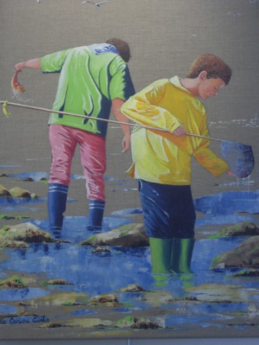 Peinture intitulée "pêche à pied" par Gaëlle Avila, Œuvre d'art originale