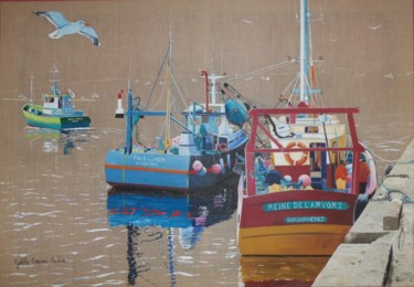 Malerei mit dem Titel "Départ de pêche Dou…" von Gaëlle Avila, Original-Kunstwerk, Acryl