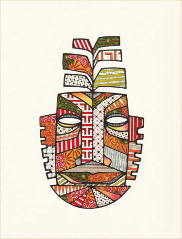 Zeichnungen mit dem Titel "FACE" von Gaelle Souchez, Original-Kunstwerk, Marker