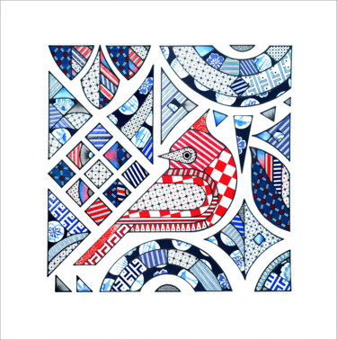 CARDINAL Dessin intitulée "CARDINAL" par Gaelle Souchez, Œuvre d'art originale, Collages
