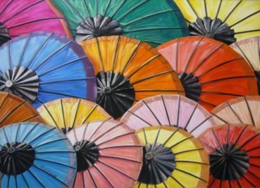 Peinture intitulée "ombrelles" par Gaeng, Œuvre d'art originale