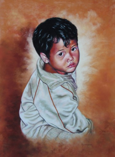 Peinture intitulée "enfant-de-la-baie-d…" par Gaeng, Œuvre d'art originale