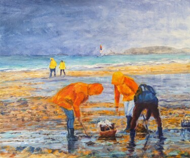 Peinture intitulée "Pêche au large de C…" par Gaëtan Nydam (Nijdam), Œuvre d'art originale, Huile Monté sur Châssis en bois