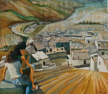 "Borgo" başlıklı Tablo Gaetano Ligrani (Gali) tarafından, Orijinal sanat, Petrol