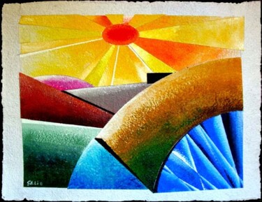 Pittura intitolato "Sole sulla cava" da Gaetano Ligrani (Gali), Opera d'arte originale