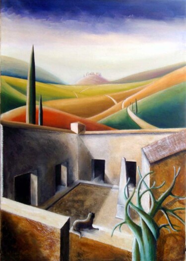 Painting titled "Chiostro" by Gaetano Ligrani (Gali), Original Artwork