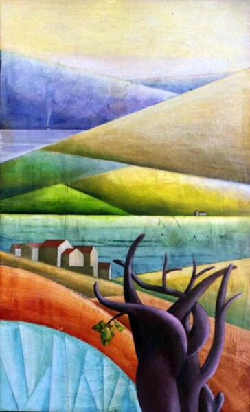 Pittura intitolato "lago" da Gaetano Ligrani (Gali), Opera d'arte originale
