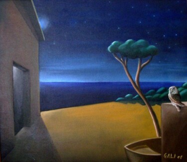 Pittura intitolato "Notte di luna" da Gaetano Ligrani (Gali), Opera d'arte originale