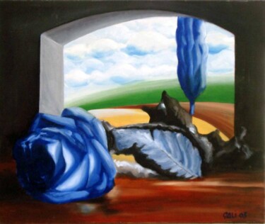 Painting titled "rosa blu" by Gaetano Ligrani (Gali), Original Artwork