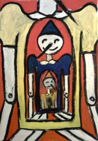 Peinture intitulée "Pinocchio's hearth" par Gaetano Tommasi, Œuvre d'art originale