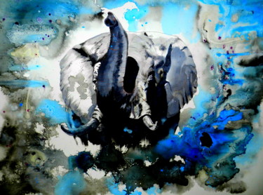 Painting titled "Elephant" by Gaetan Desterbecq, Original Artwork