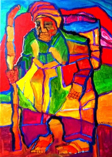 Pittura intitolato "Campesino" da Oscar Gagliano, Opera d'arte originale, Acrilico