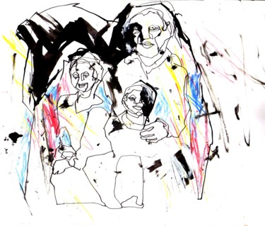 Dibujo titulada "acompanIa" por Oscar Gagliano, Obra de arte original, Tinta