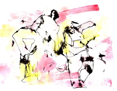 Dibujo titulada "baile" por Oscar Gagliano, Obra de arte original, Tinta