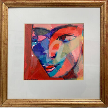 Painting titled "Red Portrait" by Gago Chtchyan, Original Artwork, Acrylic
