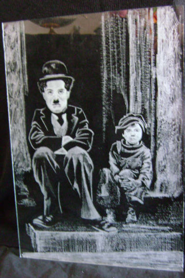 Malerei mit dem Titel "Charlie Chaplin  da…" von Gagui74, Original-Kunstwerk