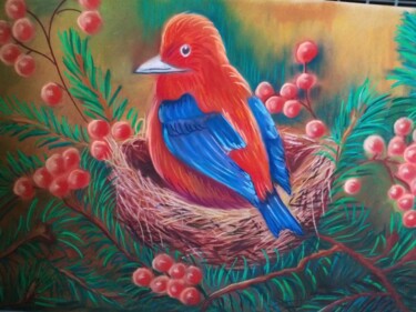 绘画 标题为“Oiseau en pastel” 由Gaïa-Jeanne Céleste, 原创艺术品, 粉彩