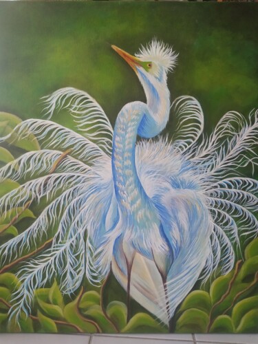 Painting titled "Oiseau en huile" by Gaïa-Jeanne Céleste, Original Artwork, Oil