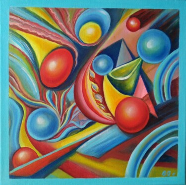 Painting titled "Grêle de bulles" by Gaïa-Jeanne Céleste, Original Artwork, Oil