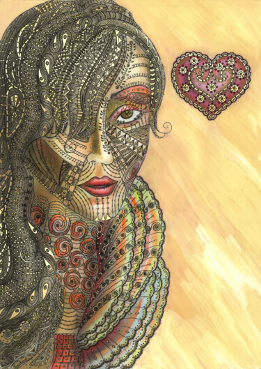 Цифровое искусство под названием "WOMAN IN LOVE" - Gaia Makh, Подлинное произведение искусства, Цифровая живопись